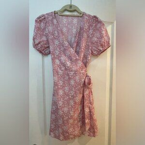 Floral Pink Wrap Dress